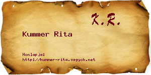 Kummer Rita névjegykártya