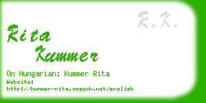 rita kummer business card